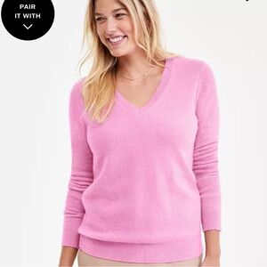 Cashmere PINK vNeck Long Sleeve Sweater, 100% Cashmere, Women's Small